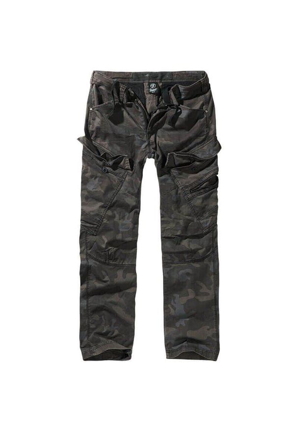 Spodnie bushcraft męskie Brandit Slim Fit Adven Dark Camo. Kolor: czarny, brązowy, zielony, szary, wielokolorowy. Sport: outdoor