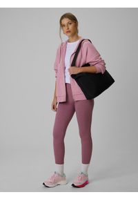 4f - 4F T-shirt loose gładki damski - biały S. Okazja: na co dzień. Kolor: biały. Materiał: skóra, bawełna, dzianina. Wzór: gładki. Styl: casual #2