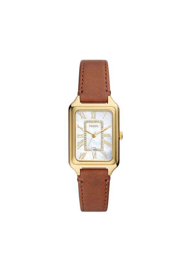 Fossil Zegarek Raquel ES5307 Brązowy. Kolor: brązowy. Materiał: skóra