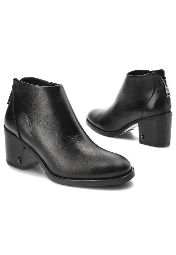 Czarne Botki Carinii Eleganckie Obuwie Damskie. Kolor: czarny. Materiał: skóra ekologiczna. Szerokość cholewki: normalna. Styl: elegancki