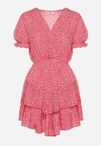 Born2be - Czerwona Sukienka z Gumką w Talii z Kopertowym Dekoltem Ianveia. Kolor: czerwony. Typ sukienki: kopertowe #4