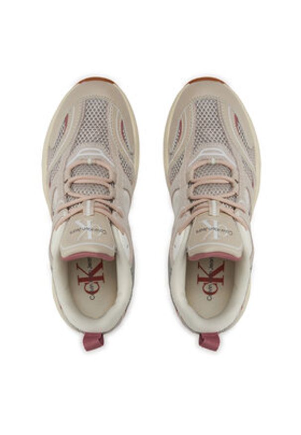 Calvin Klein Jeans Sneakersy Retro Tennis Su-Mesh Wn YW0YW00891 Beżowy. Kolor: beżowy. Materiał: skóra