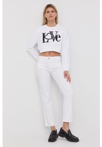 Love Moschino jeansy damskie kolor biały medium waist. Kolor: biały #3