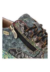 Sneakersy damskie Laura Vita, na grubej platformie skórzane bogato zdobione i na suwak, indigo, Nikito-62-SL26803-62BS3. Okazja: na co dzień. Zapięcie: sznurówki. Materiał: skóra. Szerokość cholewki: normalna. Wzór: aplikacja. Obcas: na platformie. Styl: casual #2