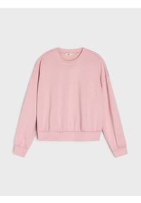 Sinsay - Gładka bluza z długim rękawem soft touch - różowy. Kolor: różowy. Długość rękawa: długi rękaw. Długość: długie. Wzór: gładki