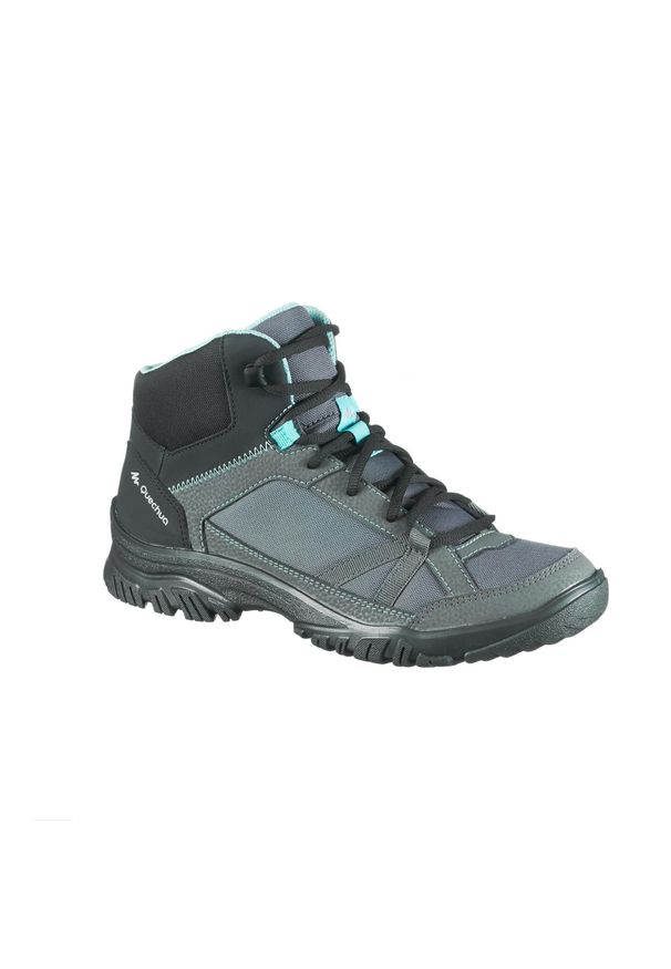 quechua - Buty turystyczne damskie Quechua NH100 mid. Zapięcie: sznurówki. Kolor: szary, niebieski, turkusowy, wielokolorowy. Materiał: syntetyk. Szerokość cholewki: normalna
