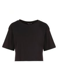 Born2be - Czarny T-shirt Rheniala. Okazja: na co dzień. Kolor: czarny. Materiał: materiał, bawełna. Długość rękawa: krótki rękaw. Długość: krótkie. Wzór: gładki. Sezon: lato. Styl: casual #5