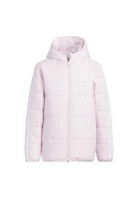 Adidas - Kurtka 3-Stripes Padded Kids. Kolor: różowy. Materiał: puch, materiał