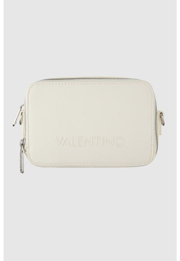 Valentino by Mario Valentino - VALENTINO Ecru torebka dwukomorowa z regulowanym paskiem holiday re camera bag. Materiał: z tłoczeniem