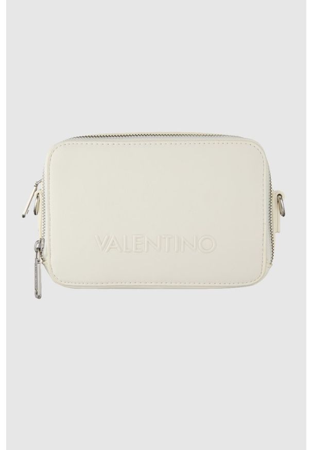 Valentino by Mario Valentino - VALENTINO Ecru torebka dwukomorowa z regulowanym paskiem holiday re camera bag. Kolor: biały. Materiał: z tłoczeniem