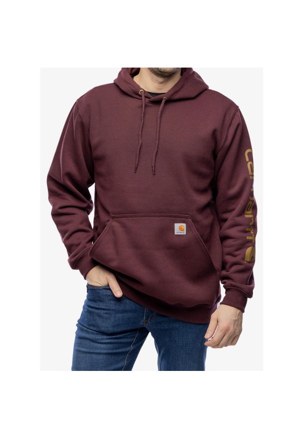 Bluza z kapturem męska Carhartt Sleeve Logo Hooded Sweatshirt. Typ kołnierza: kaptur. Kolor: czerwony