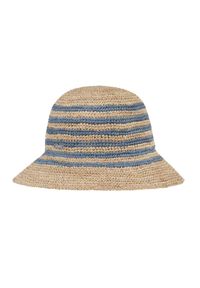 Ochnik - Słomkowy kapelusz damski w niebieskie paski. Kolor: niebieski. Wzór: paski