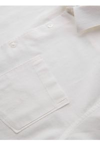 Ombre Clothing - Męska koszula z lnu i bawełny z krótkim rękawem i kieszonką – złamana biel V1 OM-SHSS-0167 - XXL. Materiał: bawełna, len. Długość rękawa: krótki rękaw. Długość: krótkie. Sezon: lato #4