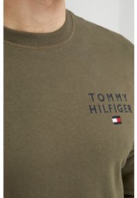 TOMMY HILFIGER - Tommy Hilfiger bluza lounge kolor zielony wzorzysta. Kolor: zielony. Materiał: poliester, dzianina. Długość rękawa: długi rękaw. Długość: długie. Wzór: haft #3