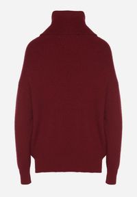 Born2be - Bordowy Golf o Klasycznym Kroju z Kaszmirem Azifra. Okazja: na spotkanie biznesowe. Typ kołnierza: golf. Kolor: czerwony. Materiał: kaszmir. Styl: klasyczny #4