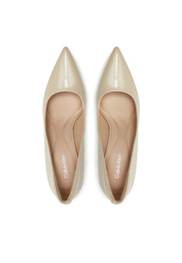 Calvin Klein Szpilki Heel Pump 90 - Brush L HW0HW02263 Beżowy. Kolor: beżowy. Materiał: skóra. Obcas: na szpilce