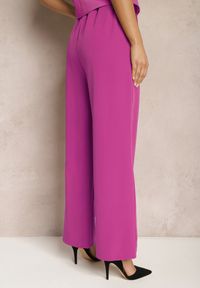 Renee - Fioletowe Szerokie Spodnie w Eleganckim Stylu Hanessame. Kolor: fioletowy. Styl: elegancki