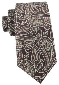 Krawat Męski - Angelo di Monti - Duży Wzór Paisley, Ciemny Mahoń. Kolor: brązowy, beżowy, wielokolorowy. Materiał: tkanina. Wzór: paisley. Styl: elegancki, wizytowy #1