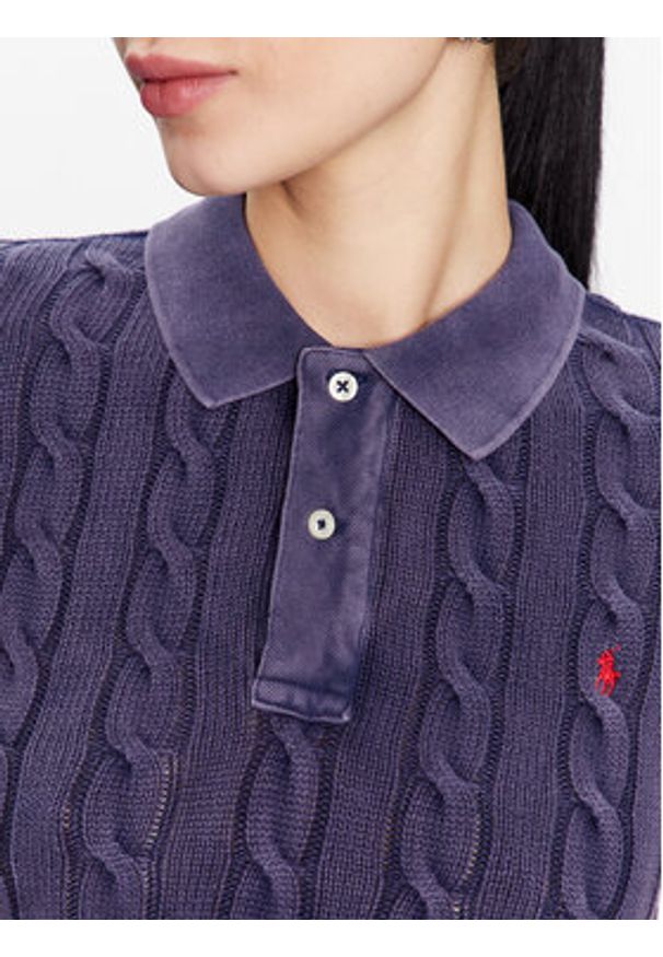 Polo Ralph Lauren Sweter 211891579002 Granatowy Regular Fit. Typ kołnierza: polo. Kolor: niebieski. Materiał: bawełna