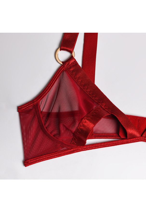 Intica - Komplet bielizny z wycięciami na specjalne okazje Mimma. Kolor: różowy. Materiał: materiał. Wzór: paski