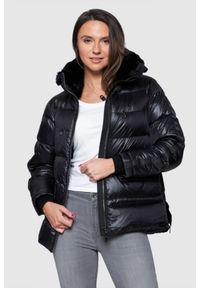 DIEGO M Czarna damska kurtka puchowa z futrem królika, Rozmiar 34 EU - 38 IT. Kolor: czarny. Materiał: futro, puch #1
