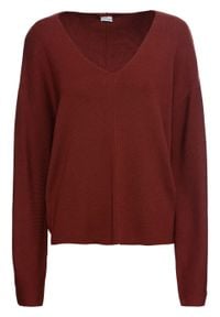 Sweter oversize bonprix rdzawoczerwony. Typ kołnierza: dekolt w serek. Kolor: czerwony #1