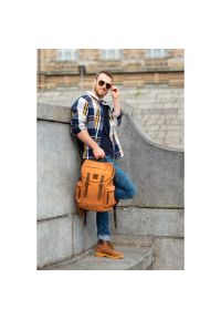 Plecak męski jasny brązowy PAOLO PERUZZI GA414. Kolor: brązowy. Materiał: materiał. Styl: vintage #1