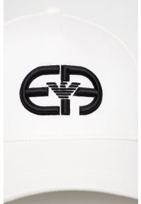 Emporio Armani czapka bawełniana 627866.2R554 kolor biały z aplikacją. Kolor: biały. Materiał: bawełna. Wzór: aplikacja #4