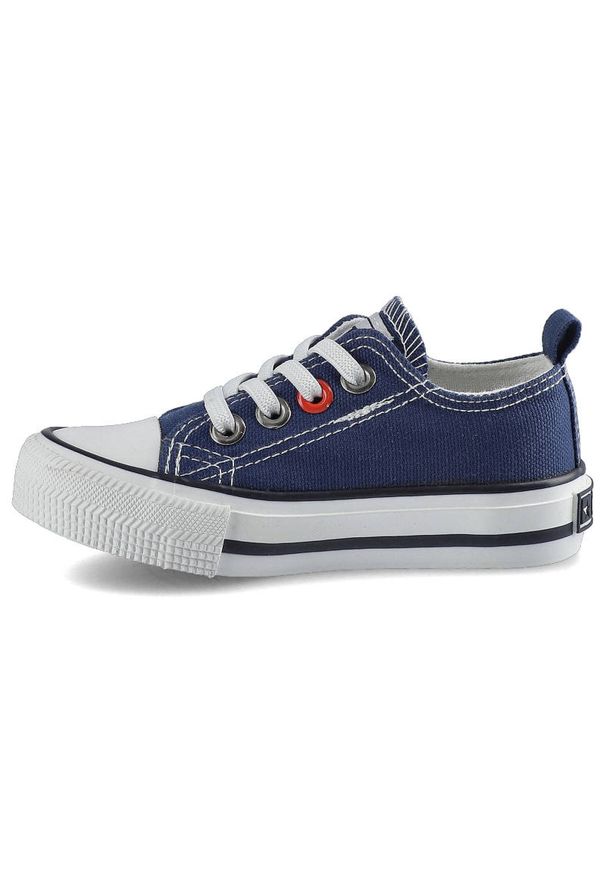 Big-Star - Granatowe Trampki Big Star Dziecięce Buty Wsuwane. Zapięcie: bez zapięcia. Kolor: niebieski. Materiał: materiał, guma. Szerokość cholewki: normalna. Wzór: aplikacja. Styl: elegancki