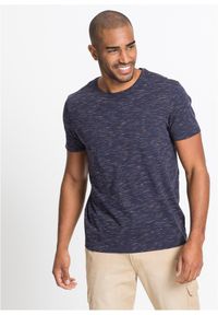 bonprix - T-shirt melanżowy. Kolor: niebieski. Wzór: melanż #1