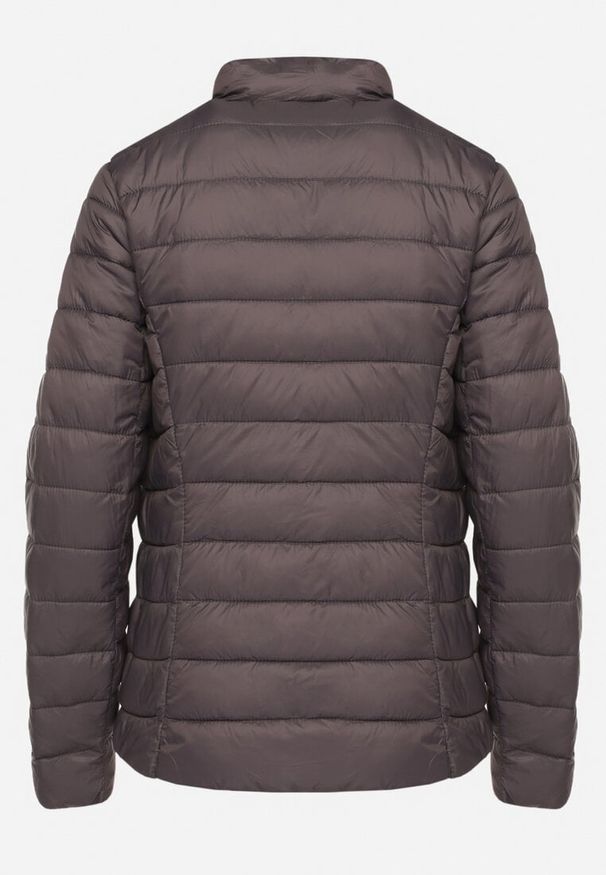 Born2be - Ciemnoszara Pikowana Kurtka w Klasycznym Stylu Nelaniel. Okazja: na co dzień. Kolor: szary. Materiał: jeans. Styl: klasyczny