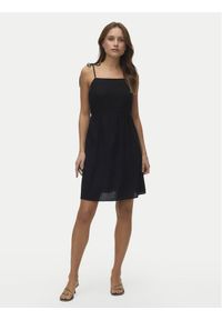 Vero Moda Sukienka letnia Mymilo 10340527 Czarny Regular Fit. Kolor: czarny. Materiał: len, wiskoza. Sezon: lato #1