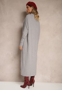 Renee - Jasnoszara Pudełkowa Sukienka Sweterkowa z Wiskozą i Golfem Rinnine. Okazja: na co dzień. Typ kołnierza: golf. Kolor: szary. Materiał: wiskoza. Styl: elegancki, casual #4