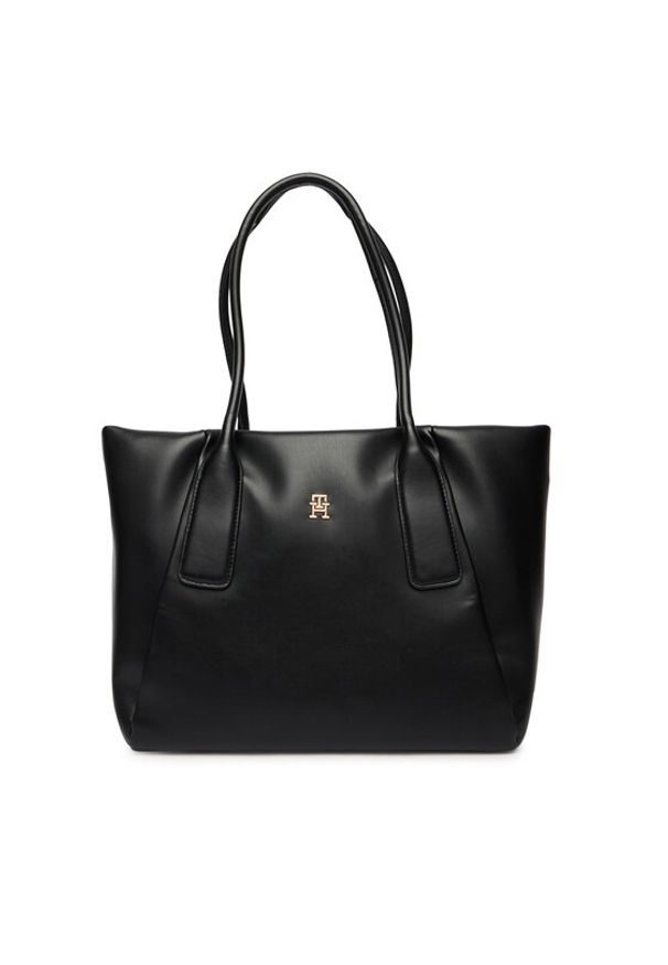 TOMMY HILFIGER - Tommy Hilfiger Torebka Th Essential Tote AW0AW18374 Czarny. Kolor: czarny. Materiał: skórzane