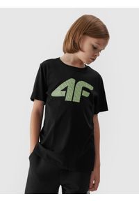 4F JUNIOR - T-shirt z nadrukiem chłopięcy. Kolor: czarny. Materiał: bawełna. Wzór: nadruk #1