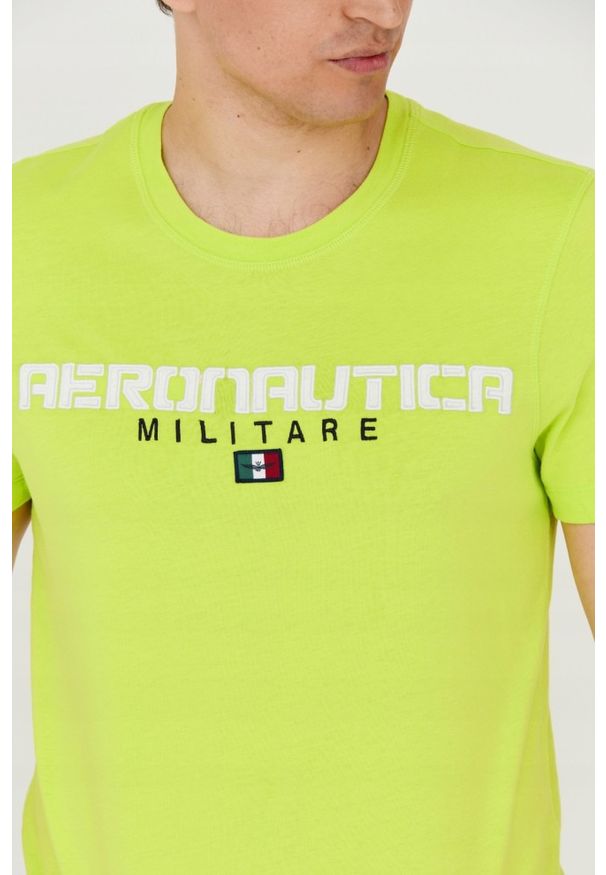 Aeronautica Militare - AERONAUTICA MILITARE Zielony bawełniany t-shirt męski, Rozmiar L. Kolor: zielony. Materiał: bawełna. Długość rękawa: krótki rękaw. Długość: krótkie. Wzór: haft