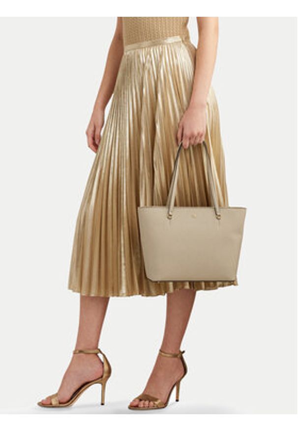 Lauren Ralph Lauren - LAUREN RALPH LAUREN Torebka 431924351004 Beżowy. Kolor: beżowy. Materiał: skórzane