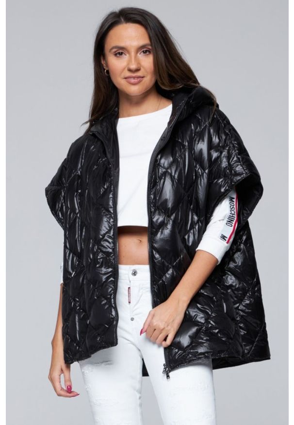 Hetrego - HETREGO Czarny damski puchowy bezrękawnik Ginger z kapturem, Rozmiar M. Typ kołnierza: kaptur. Kolor: czarny. Materiał: puch. Długość rękawa: bez rękawów