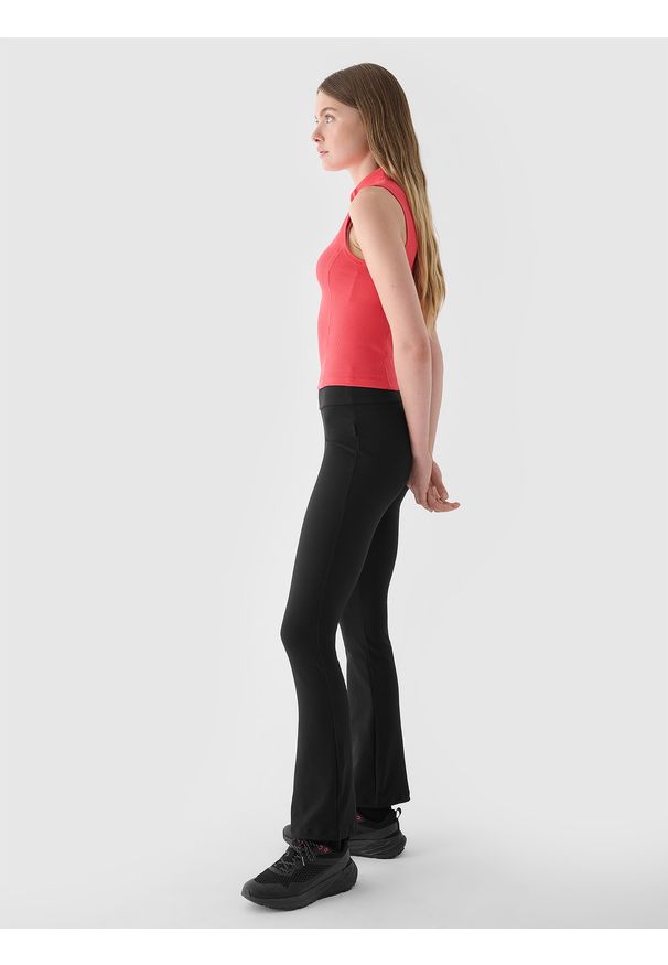 4f - 4F Legginsy dzianinowe damskie - czarne XL. Okazja: na co dzień. Stan: podwyższony. Kolor: czarny. Materiał: dzianina. Długość: długie. Wzór: prążki, jednolity. Styl: sportowy, casual