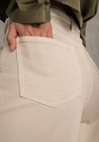 Renee - Beżowe Szerokie Jeansy Bawełniane High Waist Fyrlyss. Okazja: na co dzień. Stan: podwyższony. Kolor: beżowy. Styl: casual, elegancki #6