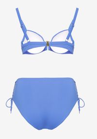 Born2be - Niebieskie Bikini Biustonosz z Marszczeniem i Majtki Figi ze Ściągaczami Kinevia. Kolekcja: plus size. Kolor: niebieski