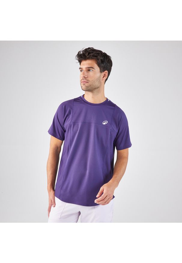 KUIKMA - Koszulka tenisowa męska krótki rękaw Artengo Dry Gaël Monfils. Kolor: fioletowy. Materiał: poliester, materiał, elastan. Długość rękawa: krótki rękaw. Długość: krótkie. Sport: tenis