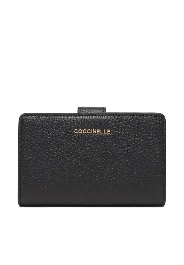 Coccinelle Duży Portfel Damski MW5 Metallic Soft E2 MW5 11 E7 01 Czarny. Kolor: czarny. Materiał: skóra