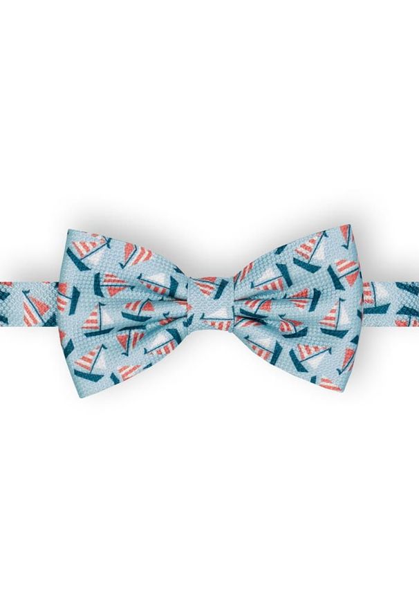 Mucha Męska, Niebieska w Żaglówki, Motyw Marinistyczny, Bez Poszetki -EM Men's Accessories. Kolor: niebieski. Styl: sportowy, elegancki