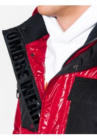 Ombre Clothing - Kurtka męska zimowa C457 - czerwona - XL. Kolor: czerwony. Materiał: poliester. Wzór: aplikacja. Sezon: zima #9