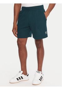 Adidas - adidas Szorty sportowe Essentials Trefoil JW1040 Zielony Regular Fit. Kolor: zielony. Materiał: bawełna. Styl: sportowy