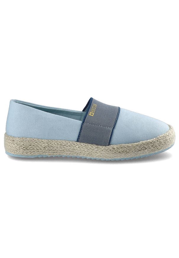 Big-Star - Espadryle damskie Big Star, wsuwany fason cholewka tekstylna niska cholewka przed kostkę elastyczna guma dopasowująca pleciona podeszwa typu espadryl. Okazja: na spacer, na co dzień. Wysokość cholewki: przed kostkę. Zapięcie: pasek. Kolor: niebieski. Materiał: guma. Szerokość cholewki: normalna. Sezon: lato. Styl: wakacyjny, klasyczny, casual