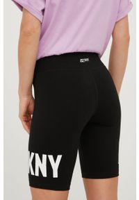 DKNY - Dkny szorty DP2S4937 damskie kolor czarny z nadrukiem high waist. Stan: podwyższony. Kolor: czarny. Wzór: nadruk #2