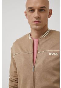 BOSS bluza męska kolor beżowy z aplikacją. Okazja: na co dzień. Kolor: beżowy. Wzór: aplikacja. Styl: casual #5