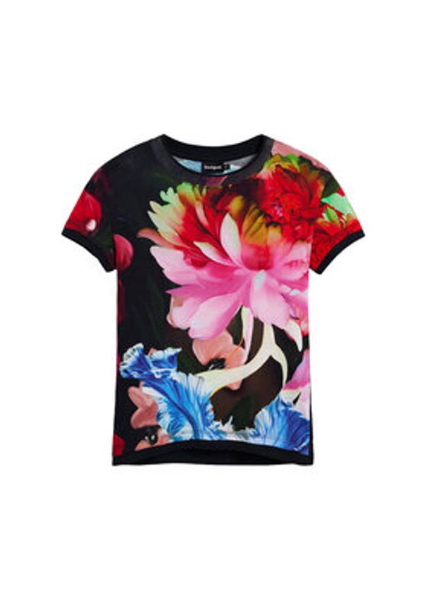 Desigual T-Shirt Multiflowers Lacroix 26SWTK49 Czarny Regular Fit. Kolor: czarny. Materiał: bawełna